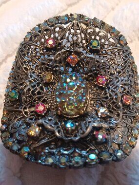 Vintage/Antique Musi Shoe Clips Pair 1950 - 1960's Multi Colored Stones